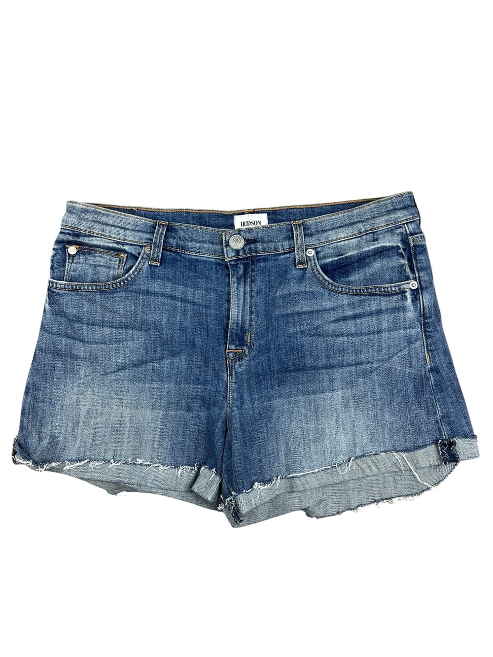 Hudson Shorts Womens 30 Blue Denim Valeri Cut Off 1” Cuff Jean Distressed